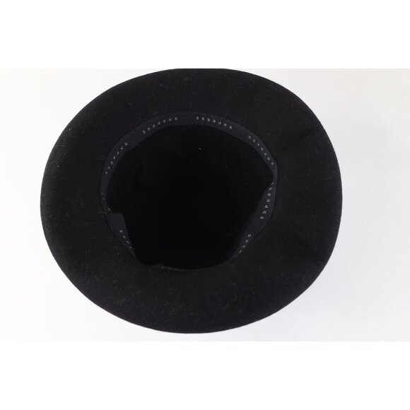 Vintage 90s Express Felt Wool Fleur de Lis Boho Chic Hat Cap Black Womens 23\